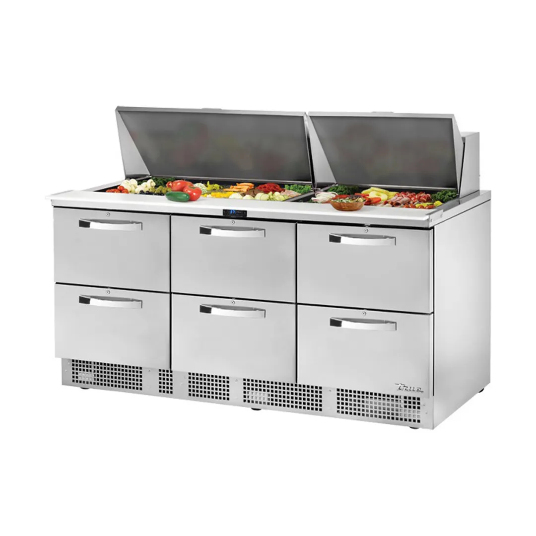 True TFP-72-30M-D-6-HC~SPEC3 72" Mega Top Sandwich/Salad Prep Table w/ 6 Drawers, 30 Pans