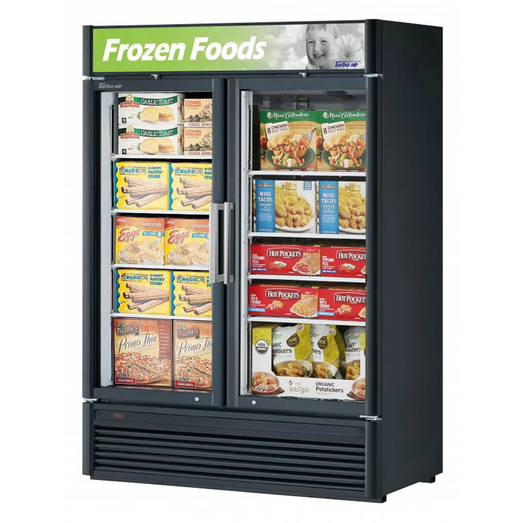 Turbo Air TGF-47SD-N 51" 2 Glass Door Freezer Merchandiser, White or Black, 39 cu. ft.