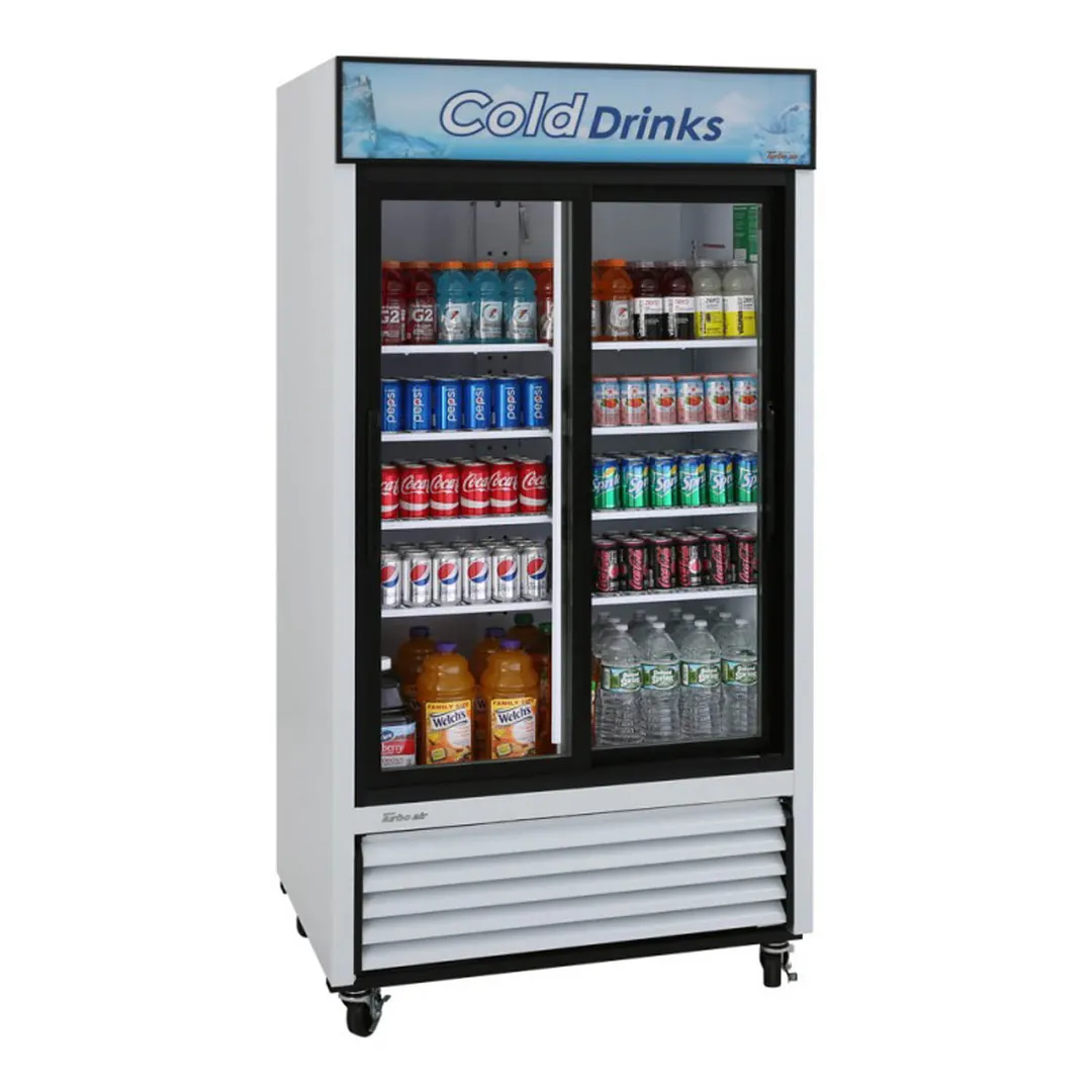 Turbo Air TGM-35R-N 41" 2-Glass Door Merchandiser Refrigerator, White Cabinet, 29.3 cu. ft., LED Light