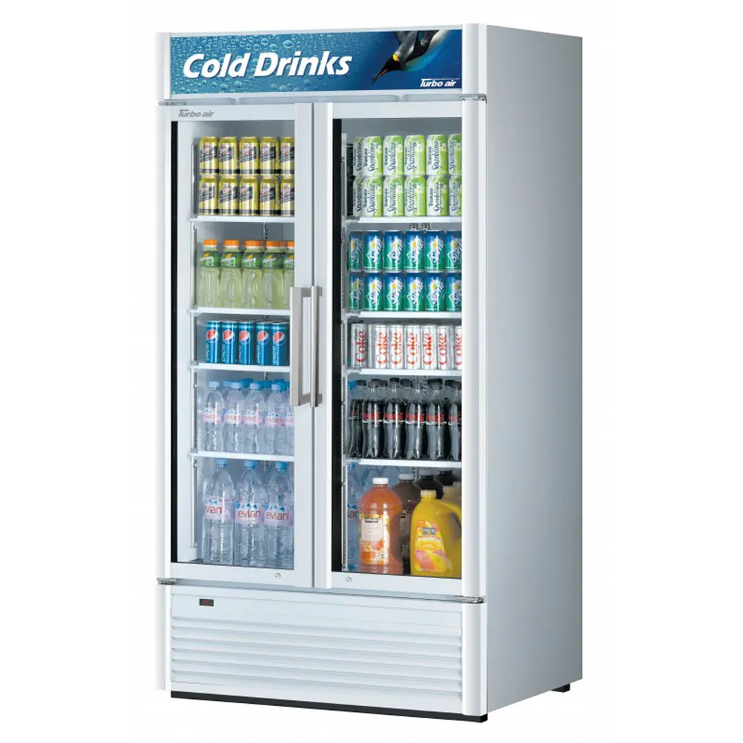 Turbo Air TGM-35SD-N 39" 2-Glass Door Merchandiser Refrigerator, 29.06 cu. ft., White or Black, LED Lighting