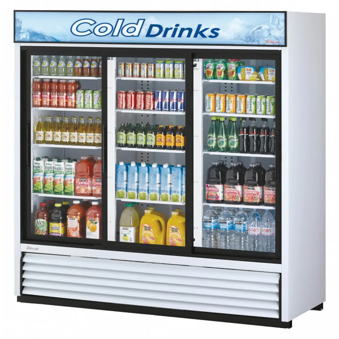 Turbo Air TGM-69R(B)-N 78" 3-Glass Door Merchandiser Refrigerator, 61.83 cu. ft., Black, ENERGY STAR, LED