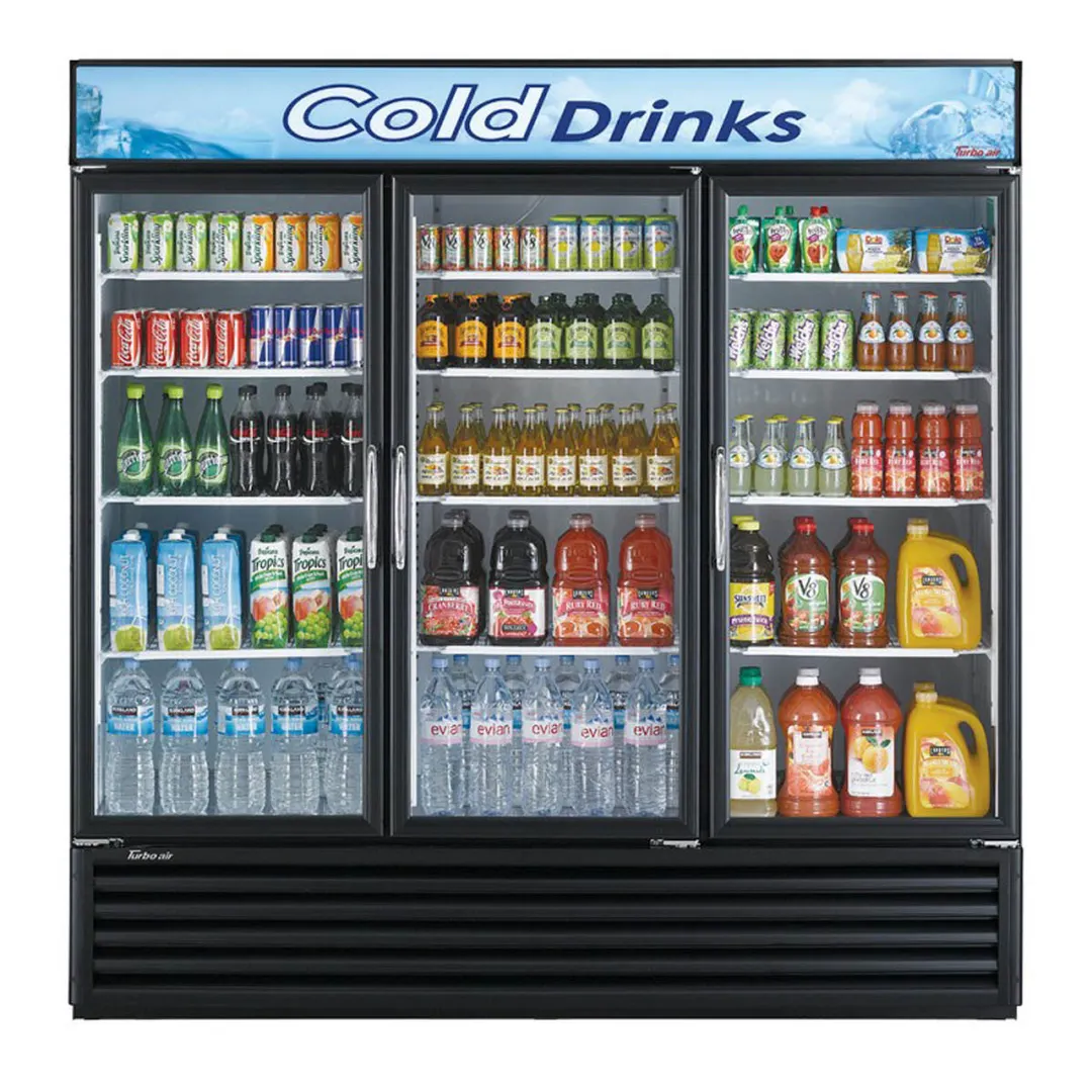 Turbo Air TGM-72RS(B)-N 78" 3-Glass Door Merchandiser Refrigerator, 68 cu. ft., Black, ENERGY STAR®
