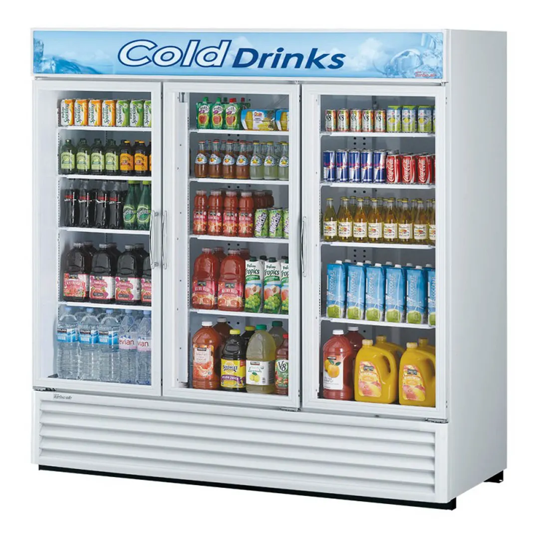 Turbo Air TGM-72RS(B)-N 78" 3-Glass Door Merchandiser Refrigerator, 68 cu. ft., Black, ENERGY STAR®