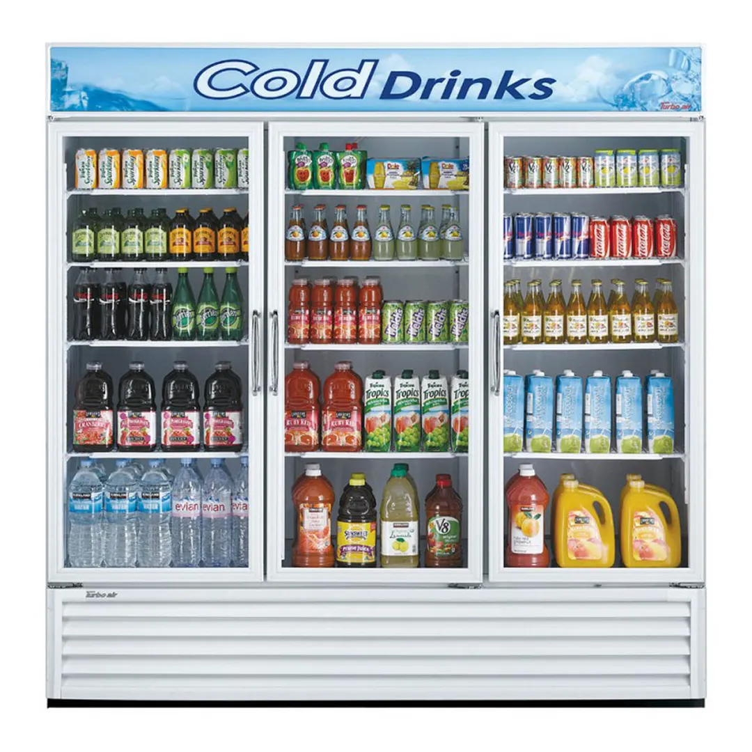 Turbo Air TGM-72RS(B)-N 78" 3-Glass Door Merchandiser Refrigerator, 68 cu. ft., Black, ENERGY STAR®