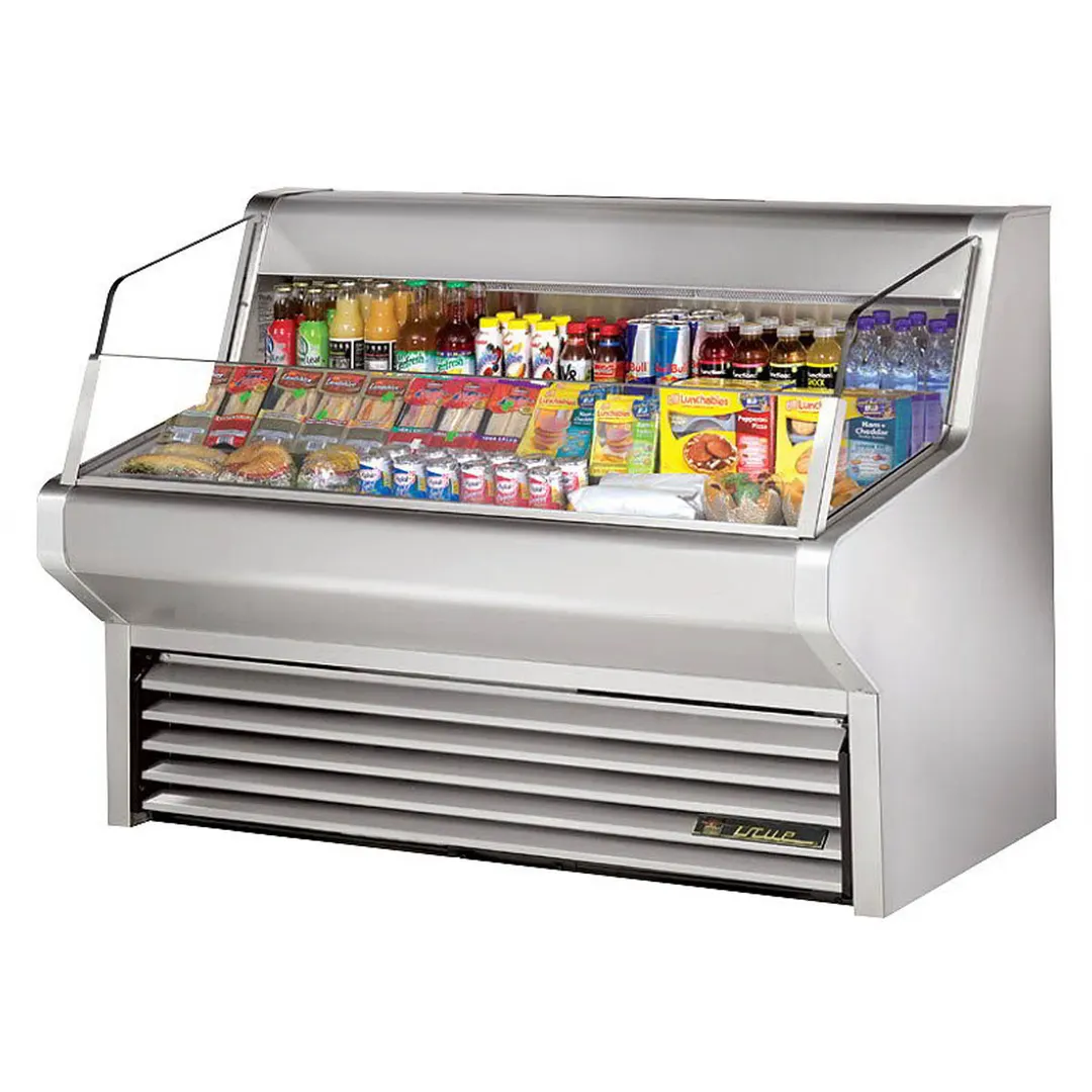 True THAC-60-S-LD 60" Horizontal Air Curtain Merchandiser, Stainless Steel, Self Contained, 3 Shelves