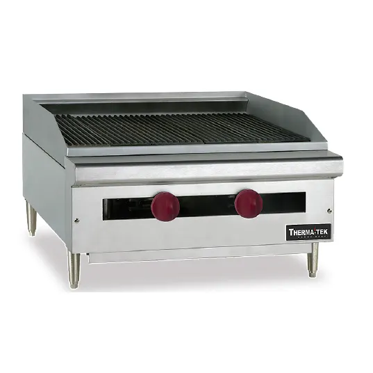Therma-Tek TC24-24CRB 24" Countertop Gas Lava Rock Charbroiler w/ (2) Burners, 60.000 BTU