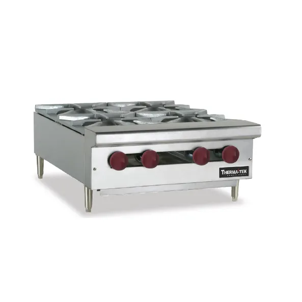 Therma-Tek TCHP24-4 24" Countertop Gas Hotplate with (4) Burners, Manual Controls, 120.000 BTU