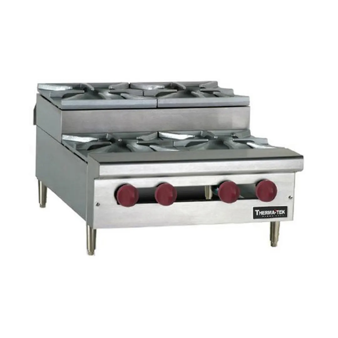 Therma-Tek TCHP36SU-6 36" Countertop Step-Up Gas Hotplate with (6) Burners, Manual Controls, 180.000 BTU