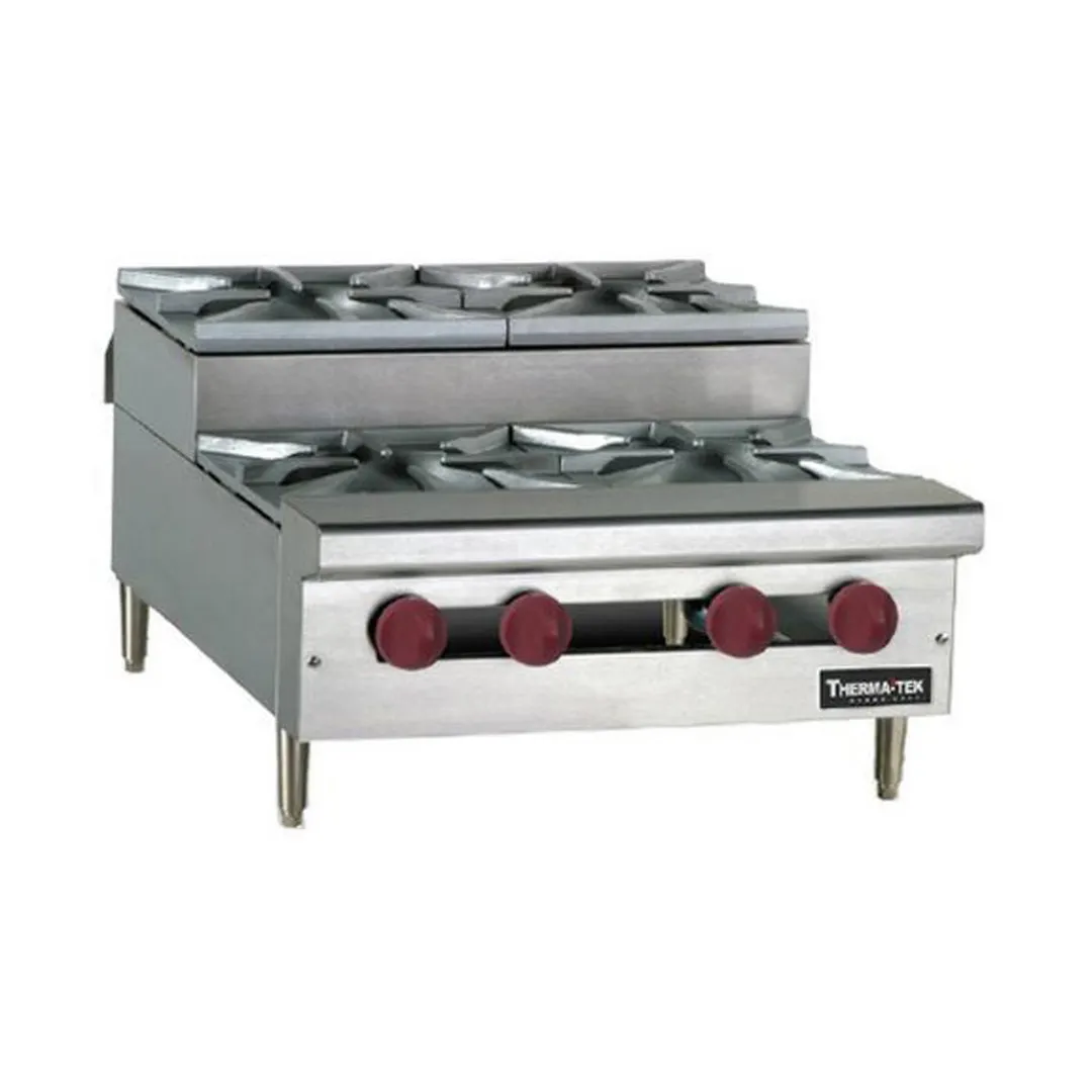 Therma-Tek TCHP60SU-10 60" Countertop Step-Up Gas Hotplate with (10) Burners, Manual Controls, 300.000 BTU