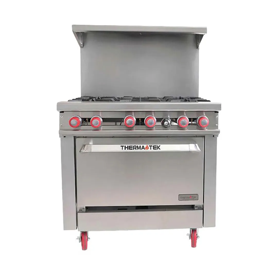 Therma-Tek TMD36-6-1 36" Gas Restaurant Range w/ (6) Open Burners, (1) Standard Oven, 210.000 BTU
