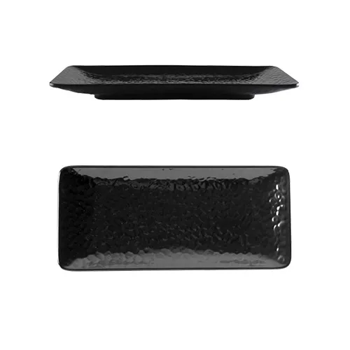 Thunder Group 24110BK Plate, 11-1/4"L X 5"W, Rectangular, Wave Edge - Dozen