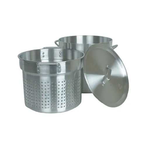 Thunder Group ALSKPC120 Pasta Cooker, 3 Piece Set, 20 Quart Boiler With Cover And A Perforated Inset, Side Handles
