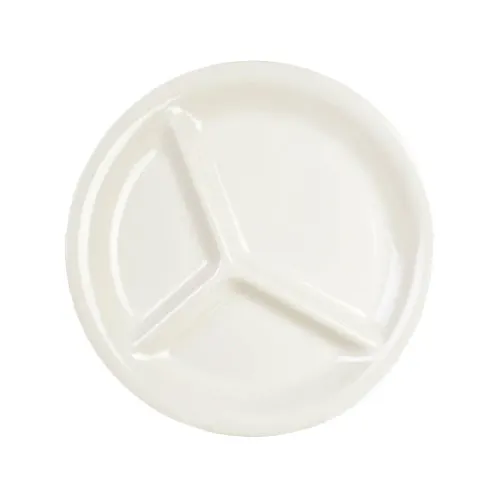 Thunder Group CR710V Compartment Plate, 10-1/4" Dia., Round, 3-Wells - Dozen