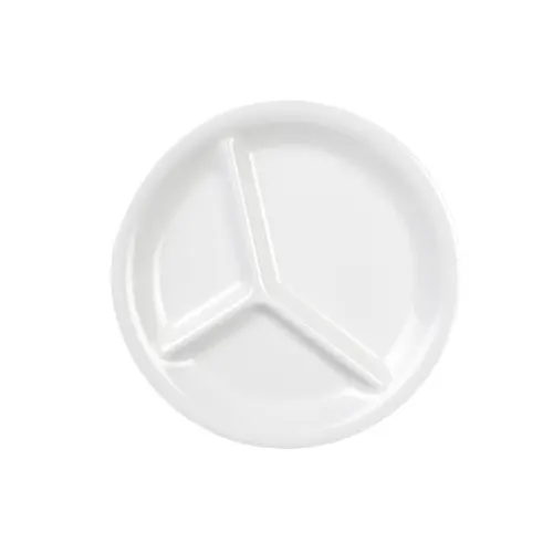 Thunder Group CR710W Compartment Plate, 10-1/4" Dia., Round, 3-Wells - Dozen