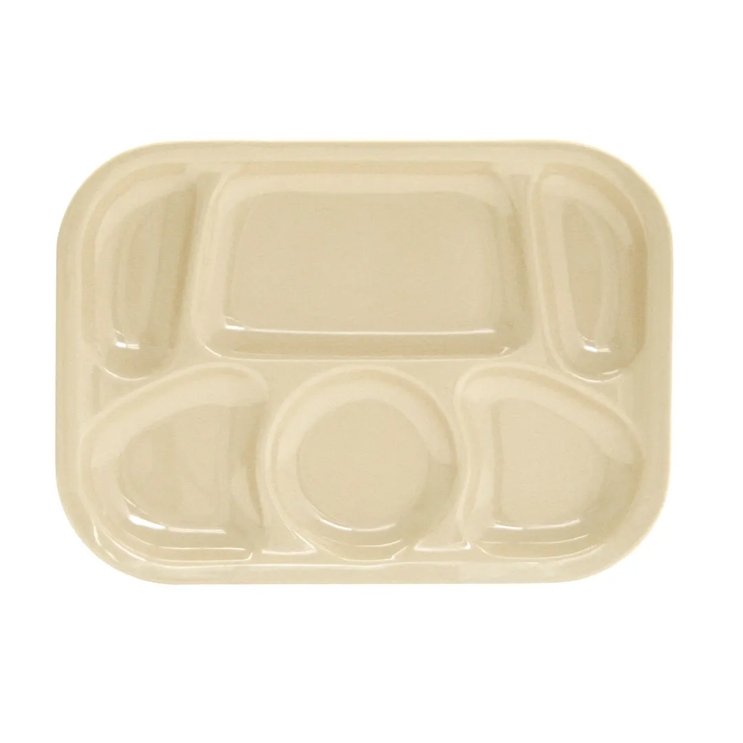 Thunder Group ML803T Compartment Tray, 13" X 9.5", 6 Compartments, Break-Resistant - Dozen
