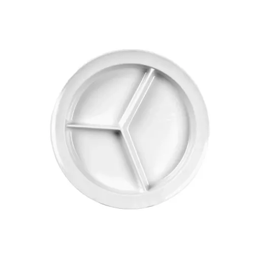 Thunder Group NS701W Compartment Plate, 8-3/4" Dia., Round, 3-Deep Wells - Dozen