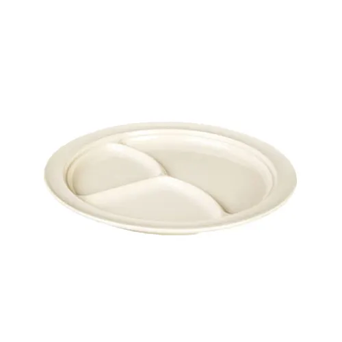 Thunder Group NS703T Compartment Plate, 10-1/4" Dia., Round, 3-Wells - Dozen