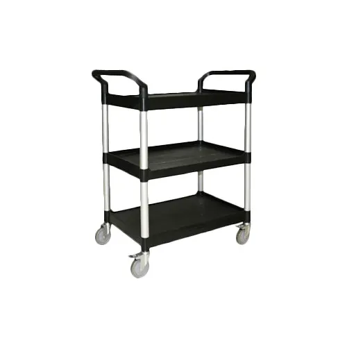 Thunder Group PLBC4019B 3 Tier Black Plastic Utility Cart with Handles