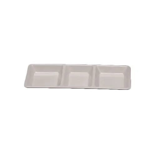 Thunder Group PS5103W Compartment Plate, 3-Compartment, 28 Oz., 15" X 6-1/4" X 1-3/8", Passion White