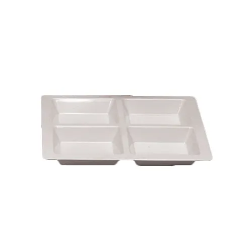Thunder Group PS5104W Compartment Plate, 4-Compartment, 60 Oz., 13-1/2" X 13-1/2" X 1-3/8", Passion White