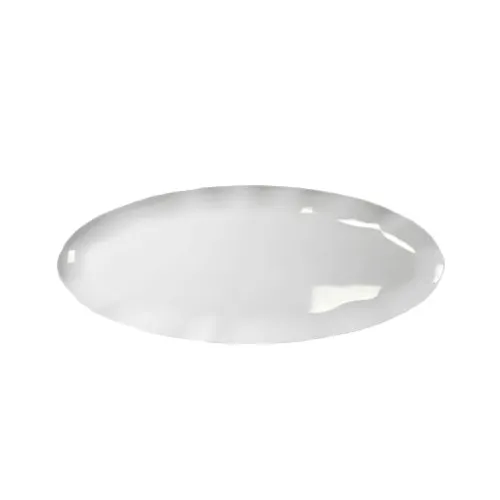 Thunder Group RF2024W Platter, 24"L X 10"W, Oval, Scallop Edge, Black Pearl, white