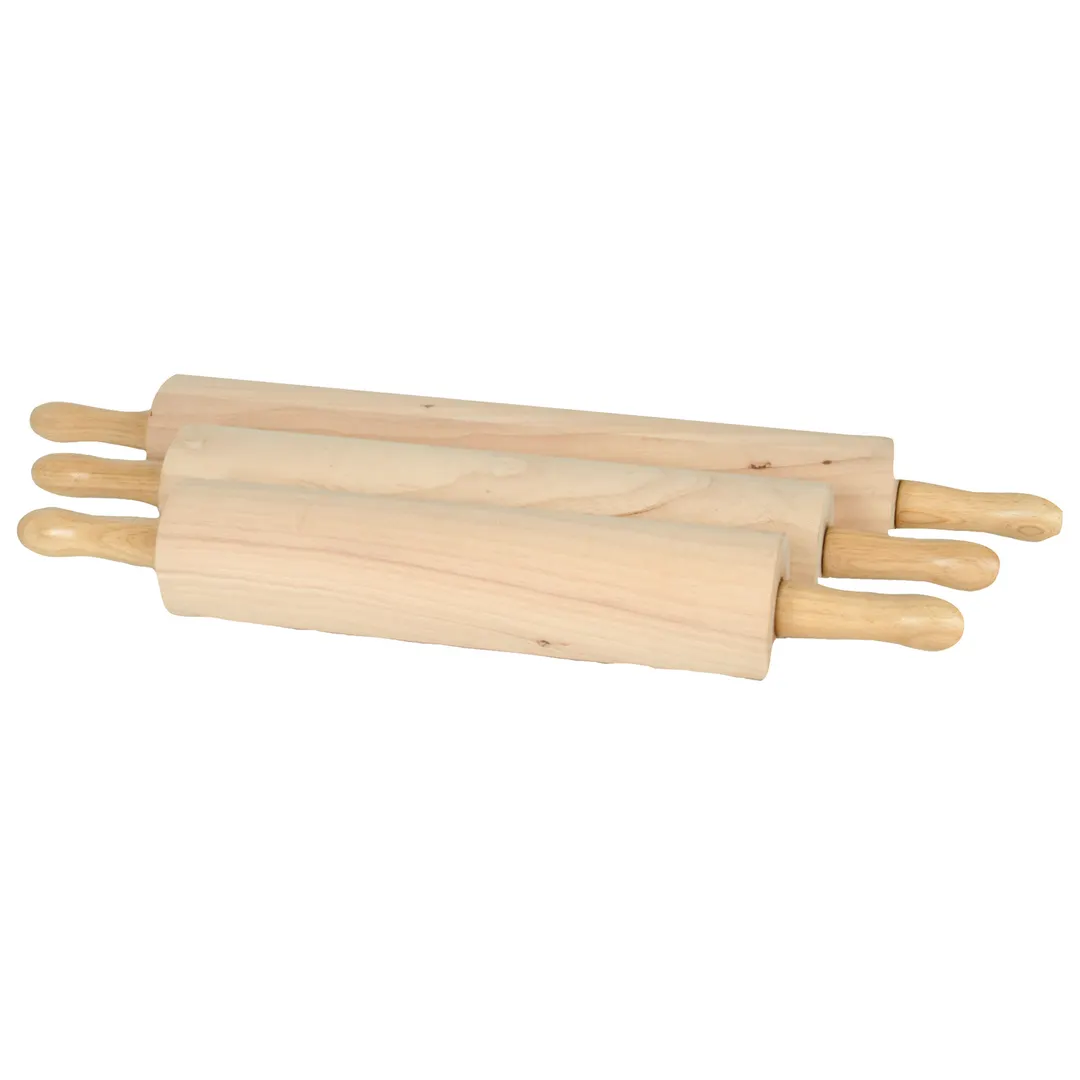 Thunder Group WDRNP018 Rolling Pin, 18", 3-1/4" Dia. Barrel, Contoured Handles