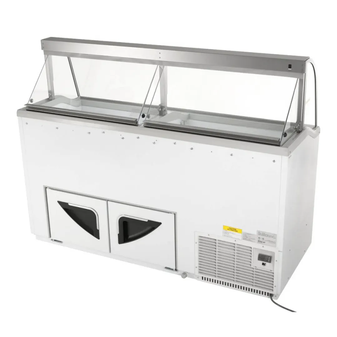 Turbo Air TIDC-70W-N 68" Ice Cream Dipping Cabinet w/ Curved Sneeze Guard