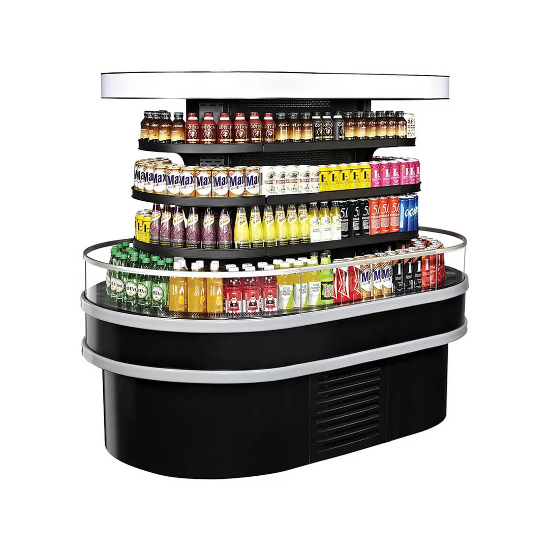 Turbo Air TIOM-20RSRB-N 48" Island Self-Serve Refrigerated Open Air Merchandiser in Black