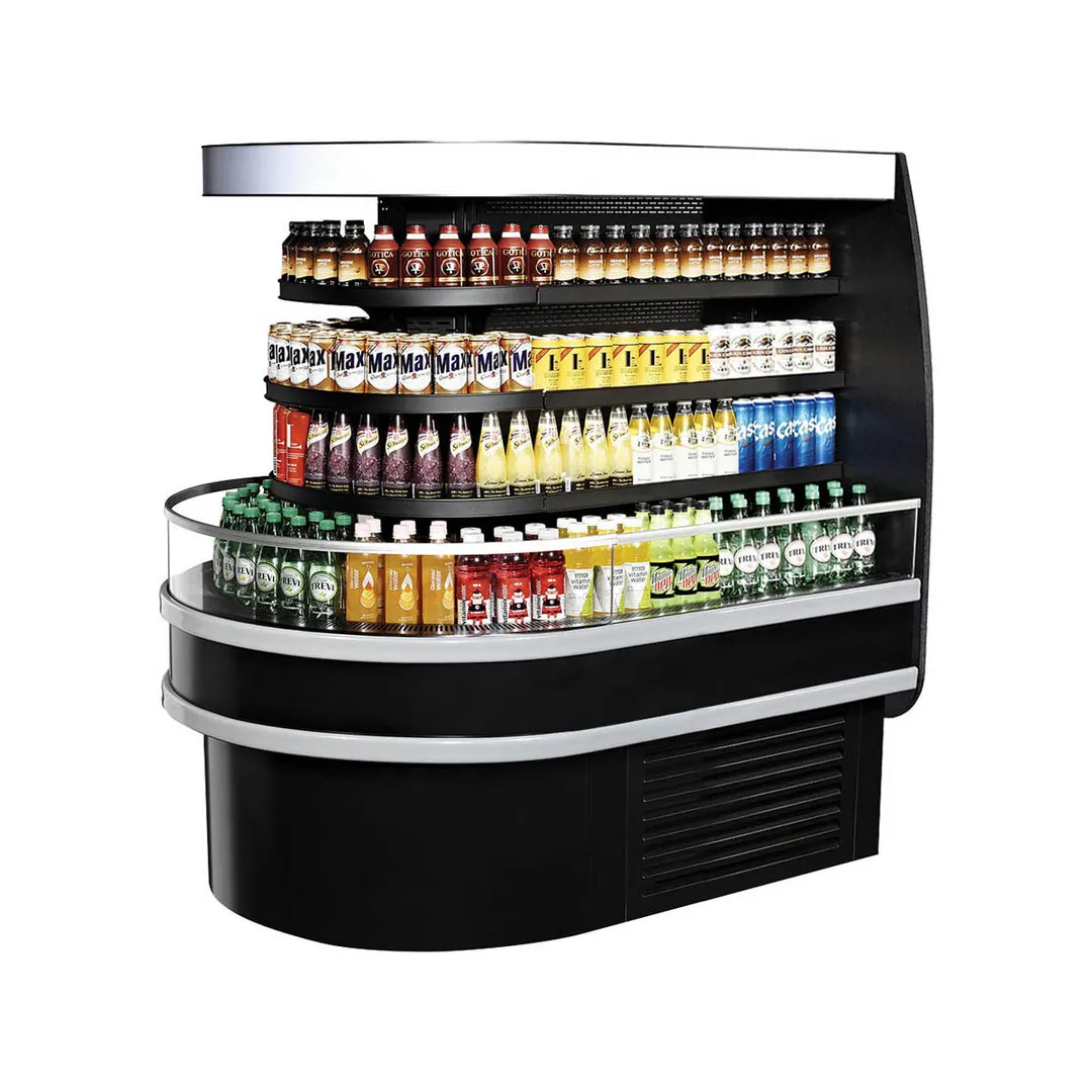 Turbo Air TIOM-36RSB-N 48" Island Display Self-Serve Refrigerated Merchandiser in Black, Open Curved