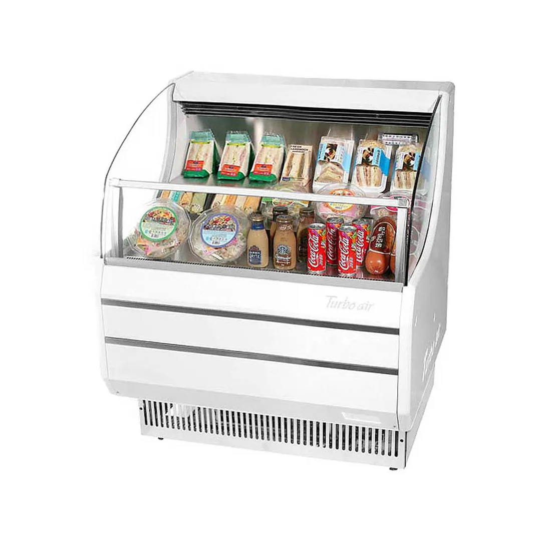 Turbo Air TOM-30SW(B)-N 28" Horizontal Open Display Merchandiser in White, Self-Contained, 3 Shelves
