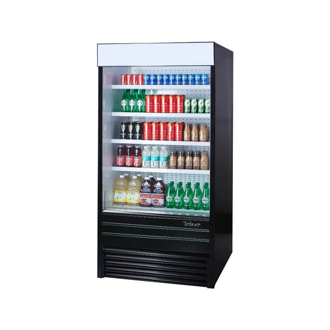 Turbo Air TOM-36EB-N 36" Vertical Open Air Merchandiser in Black, Self-Contained, 4 Shelves