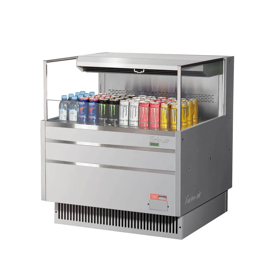 Turbo Air TOM-36L-UF-S-1S-N 34" Horizontal Open Air Merchandiser, Stainless Steel, Self-Contained
