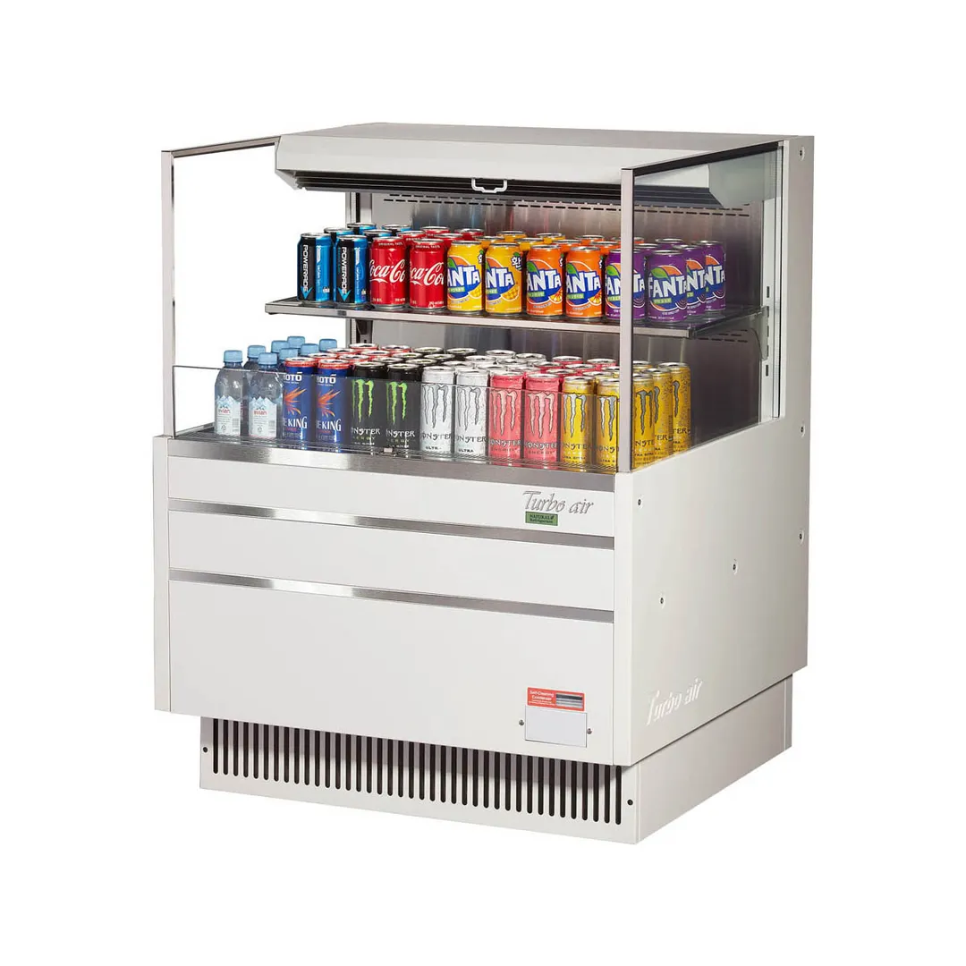 Turbo Air TOM-36L-UF-W(B)-2S-N 34" Horizontal Open Air Merchandiser, Specify Exterior, Self-Contained