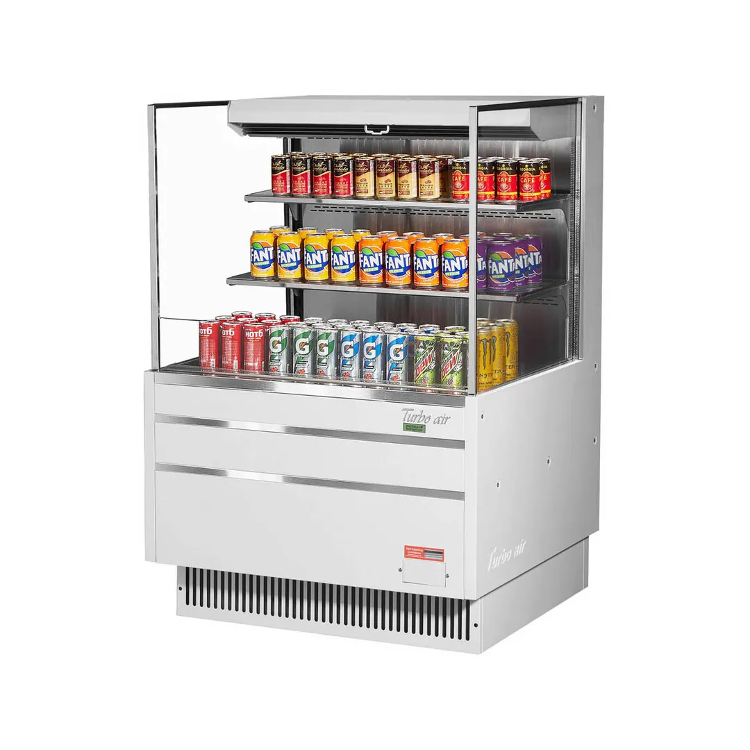 Turbo Air TOM-36L-UF-W(B)-3S-N 34" Horizontal Open Air Merchandiser, Specify Exterior, Self-Contained