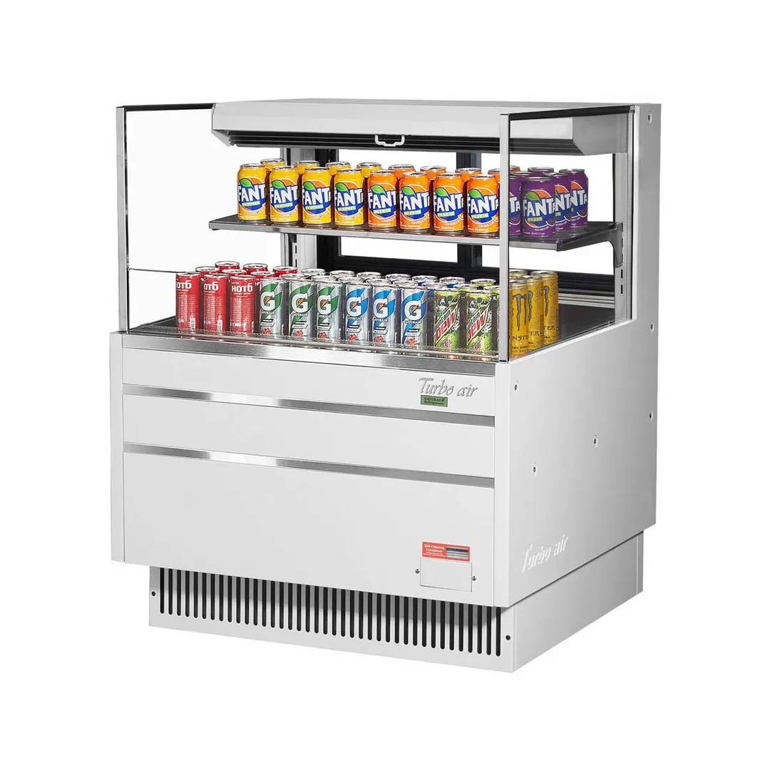 Turbo Air TOM-36L-UFD-W(B)-2S-N 34" Horizontal Open Air Merchandiser, Specify Exterior, Self-Contained
