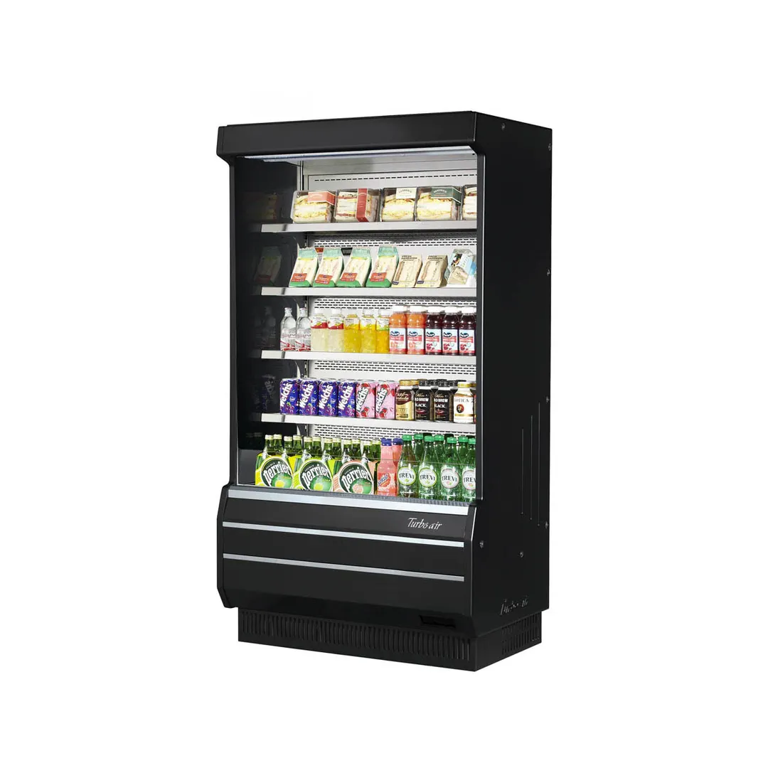 Turbo Air TOM-40B-SP(-A)-N 39" Vertical Open Air Merchandiser in Black, Self-Contained, 4 Shelves