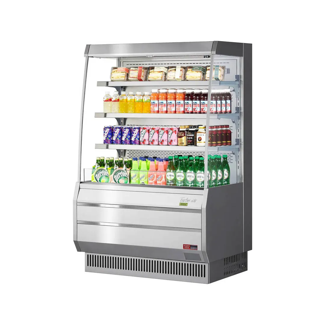Turbo Air TOM-40MS-N 39" Vertical Open Air Merchandiser, Stainless Steel, Self-Contained, 3 Shelves