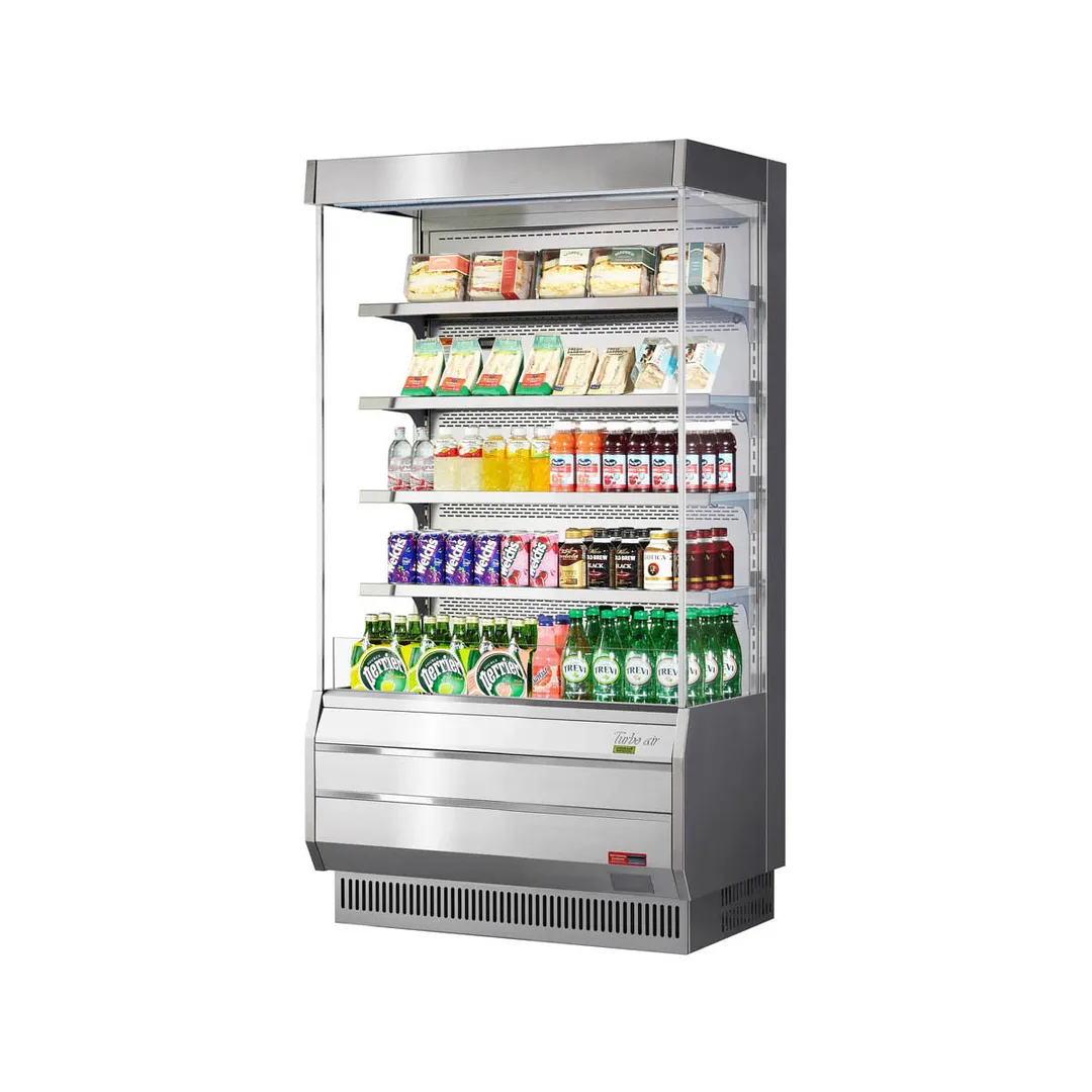 Turbo Air TOM-40S-N 39" Vertical Open Air Merchandiser, Stainless Steel, Self-Contained, 4 Shelves
