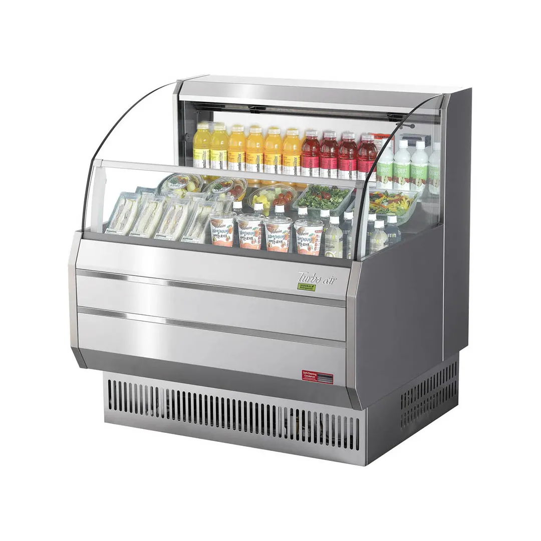 Turbo Air TOM-40SS-N 39" Horizontal Open Air Merchandiser, Stainless Steel, Self-Contained, 3 Shelves