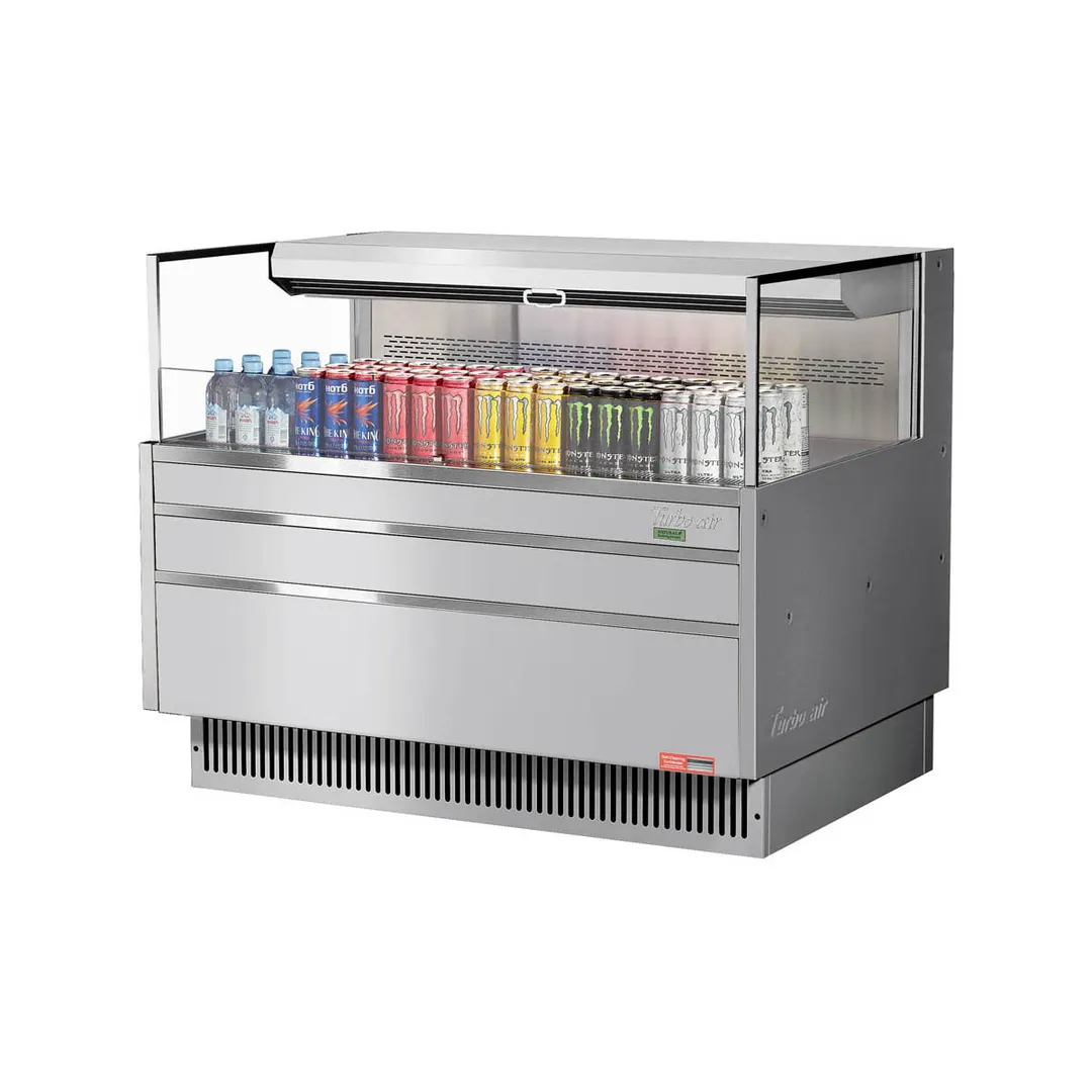 Turbo Air TOM-48L-UF-S-1S-N 46" Horizontal Open Air Merchandiser, Stainless Steel, Self-Contained