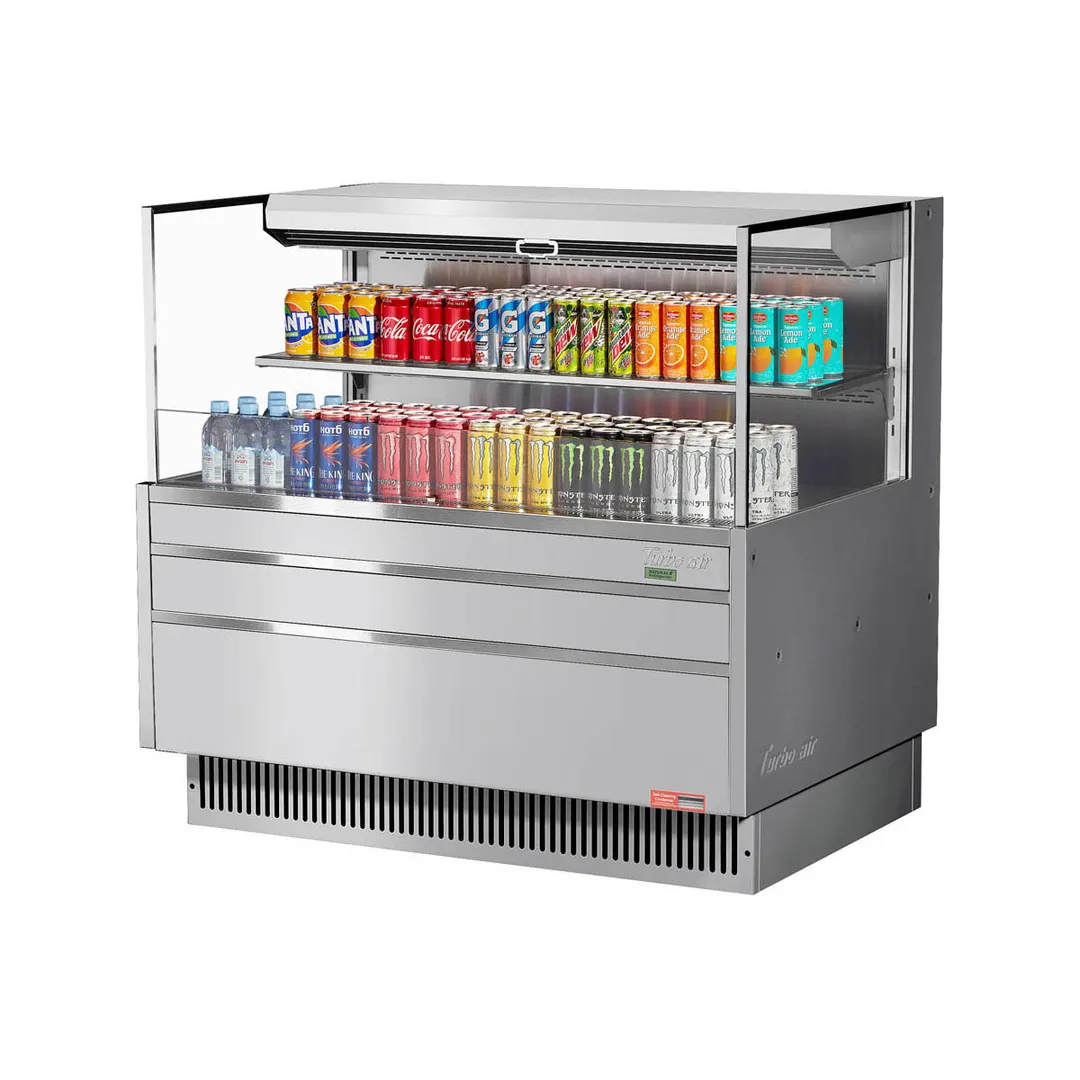 Turbo Air TOM-48L-UF-S-2S-N 46" Horizontal Open Air Merchandiser, Stainless Steel, Self-Contained