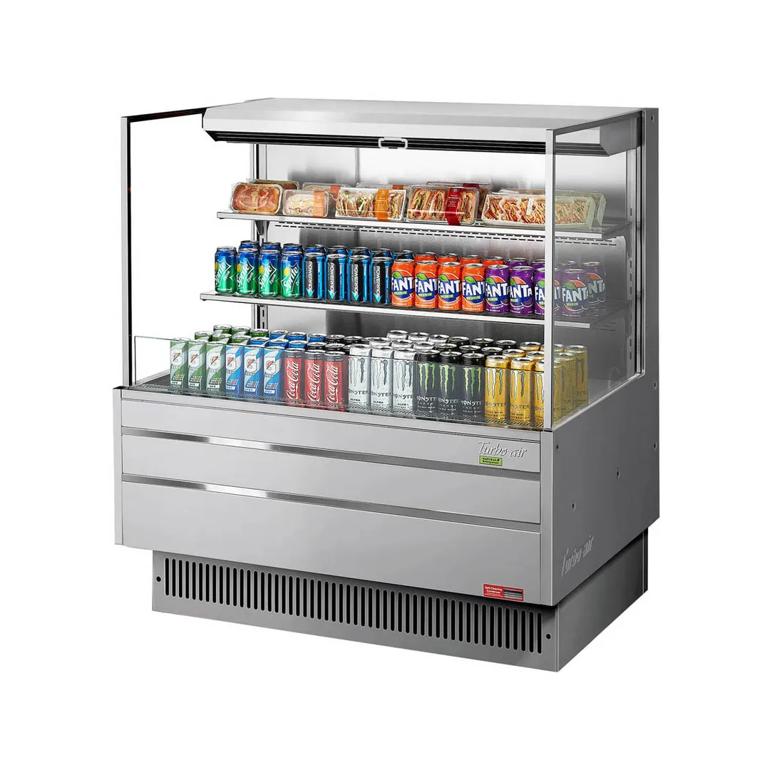 Turbo Air TOM-48L-UF-S-3S-N 46" Horizontal Open Air Merchandiser, Stainless Steel, Self-Contained