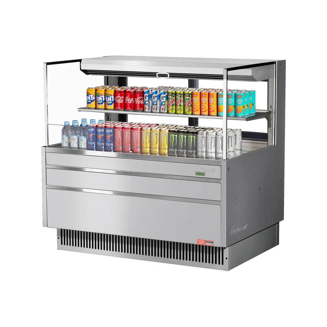 Turbo Air TOM-48L-UFD-S-2S-N 46" Horizontal Open Air Merchandiser, Stainless Steel, Self-Contained