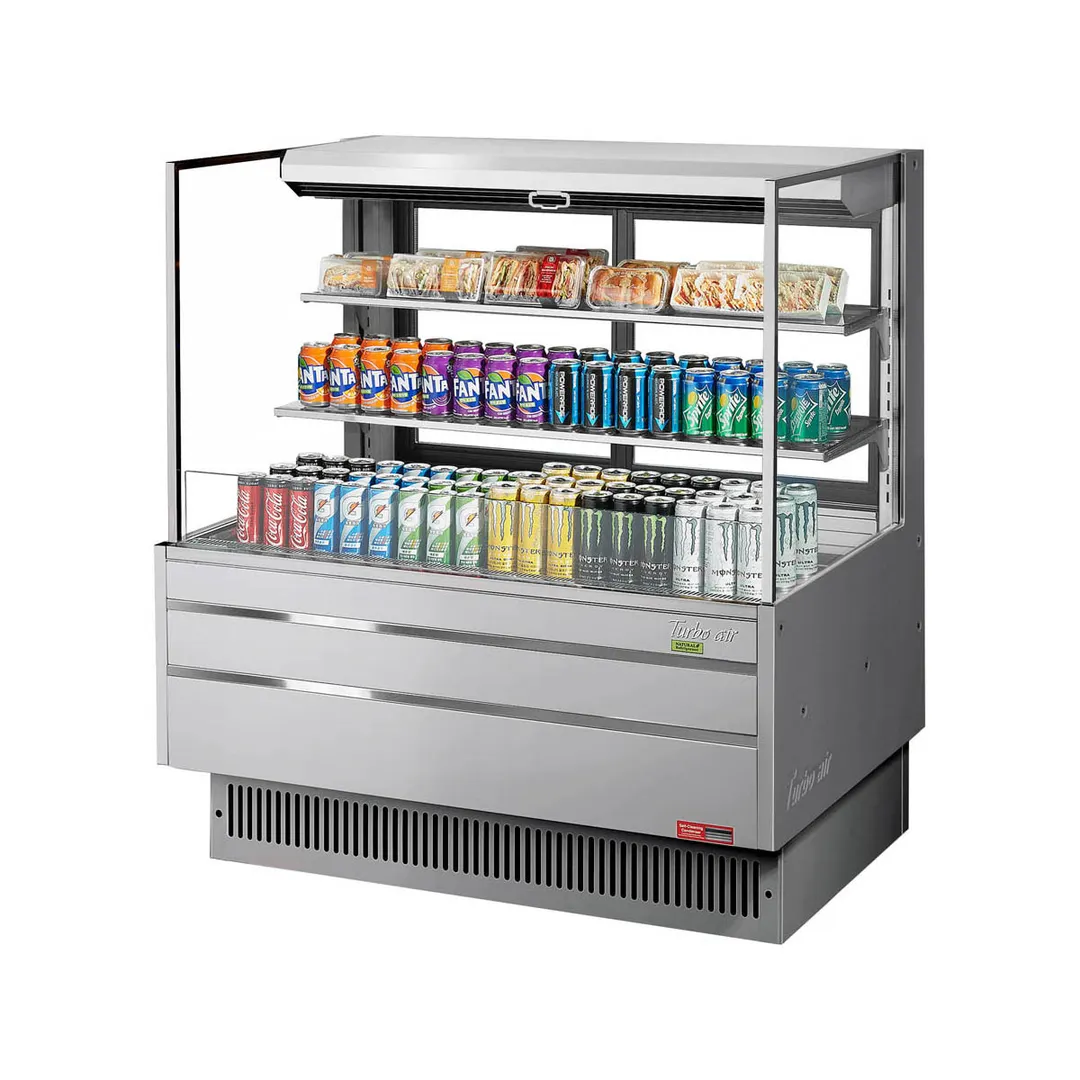 Turbo Air TOM-48L-UFD-S-3S-N 46" Horizontal Open Air Merchandiser, Stainless Steel, Self-Contained