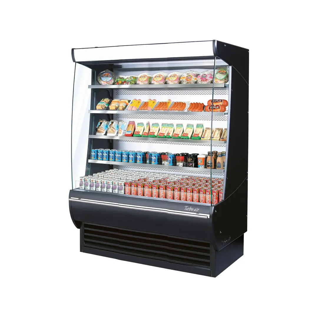 Turbo Air TOM-60DXB-N 60" Vertical Extra Deep Open Air Merchandiser in Black, Self-Contained, 4 Shelves