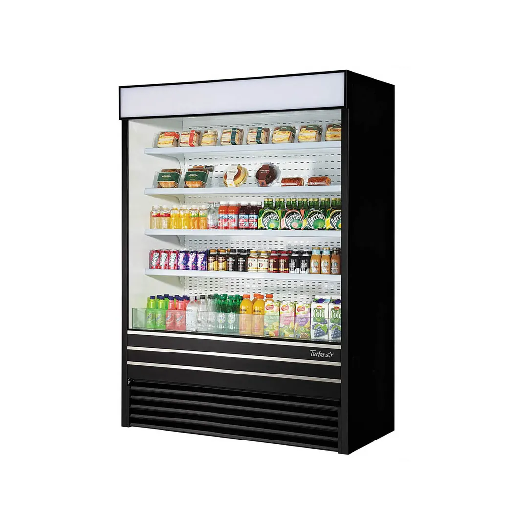 Turbo Air TOM-60EB-N 60" Vertical Open Air Merchandiser in Black, Self-Contained, 4 Shelves