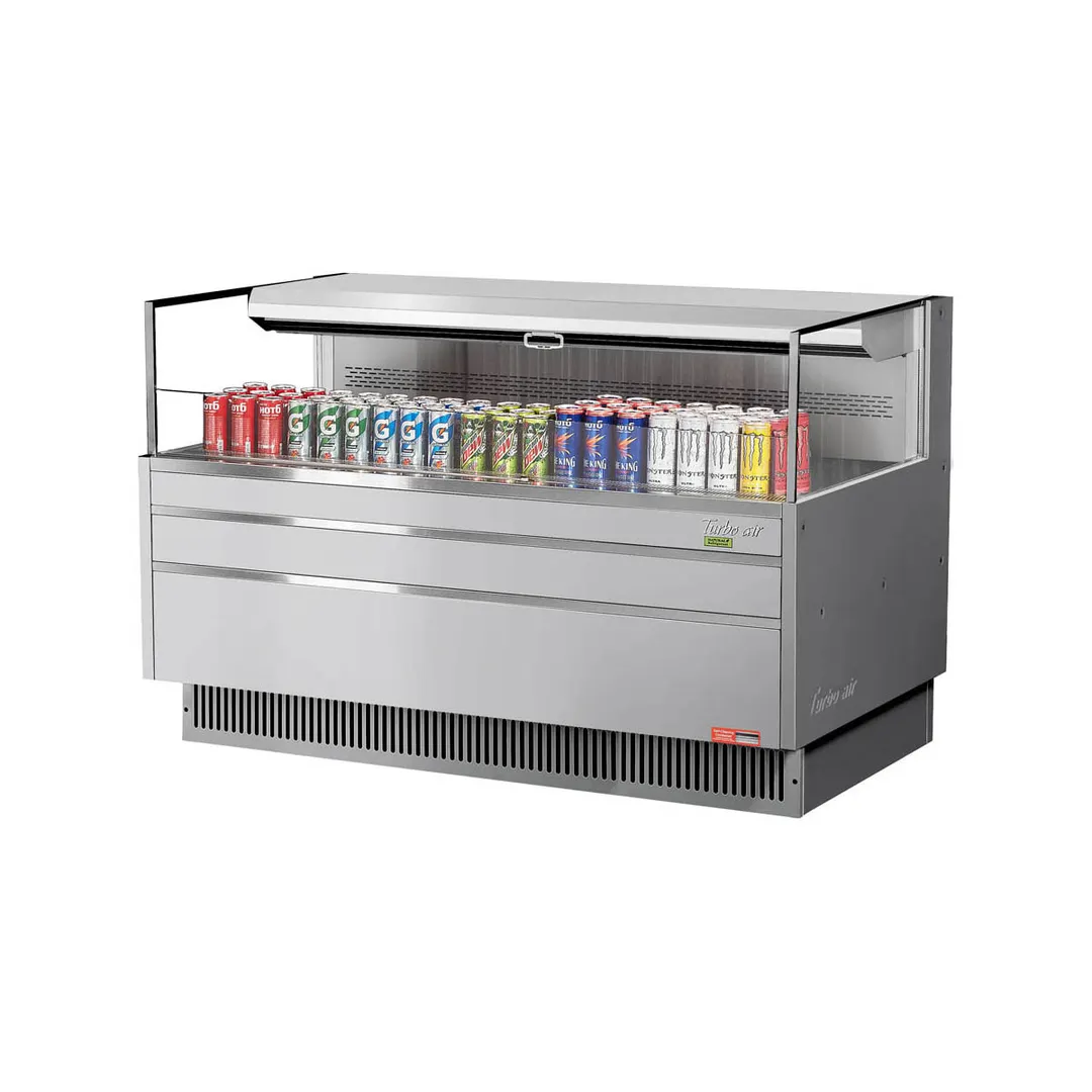 Turbo Air TOM-60L-UF-S-1S-N 58" Horizontal Open Air Merchandiser, Stainless Steel, Self-Contained