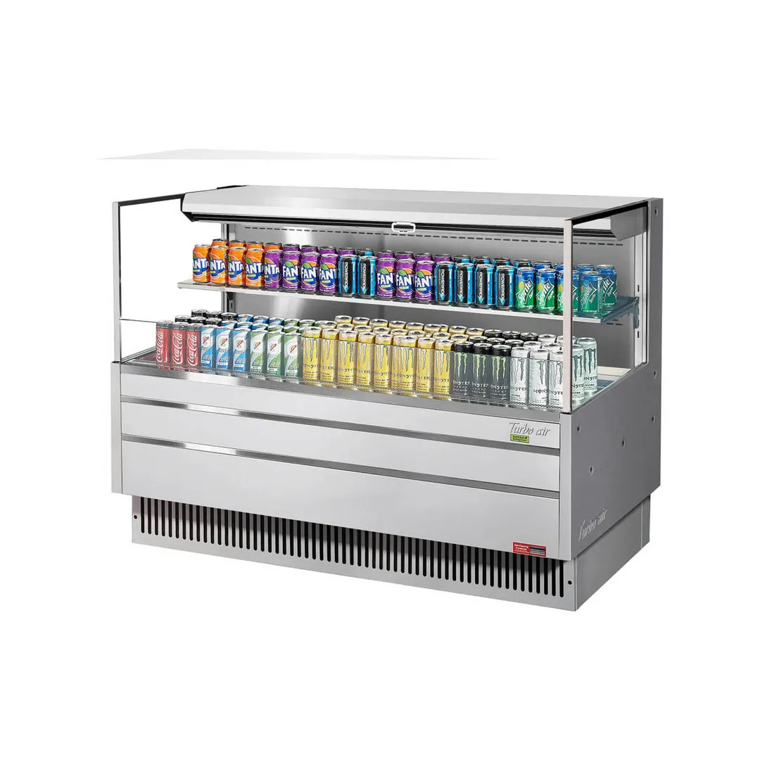 Turbo Air TOM-60L-UF-S-2S-N 58" Horizontal Open Air Merchandiser, Stainless Steel, Self-Contained, 1 Shelf, 13 cu. ft.