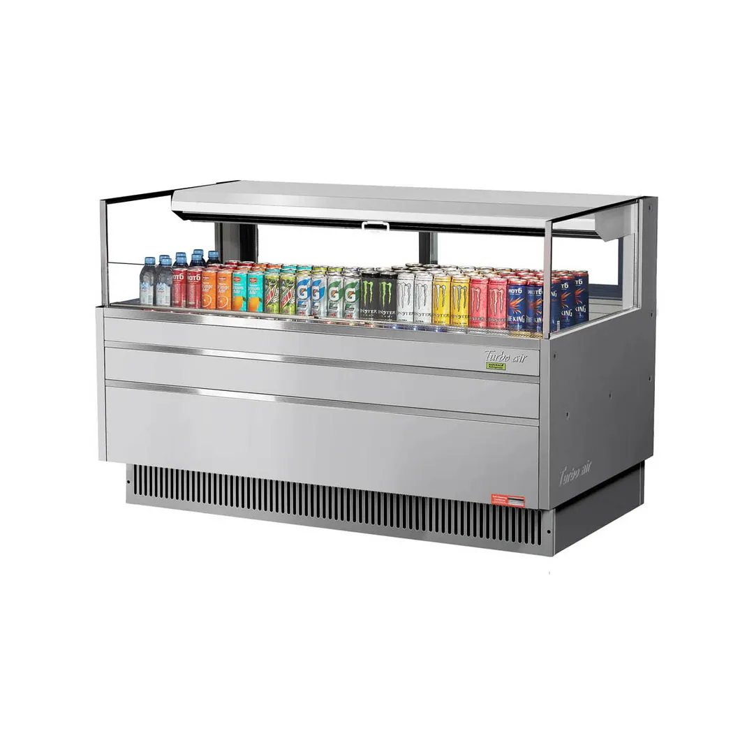 Turbo Air TOM-60L-UFD-S-1S-N 58" Horizontal Open Air Merchandiser, Stainless Steel, Self-Contained, Deck Only