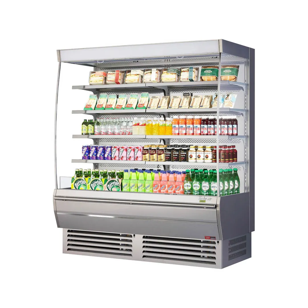 Turbo Air TOM-72DXS-N 68" Vertical Open Air Merchandiser, Stainless Steel, Self-Contained, 4 Shelves